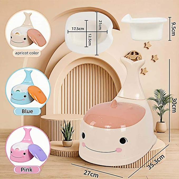 potty training toilet Potty Seat Baby Training Chair Boys Girls Toddler Whale Comfortable children 1-6 years old Baby toilet Animal seat with lid back potty trainer (Apricot color)