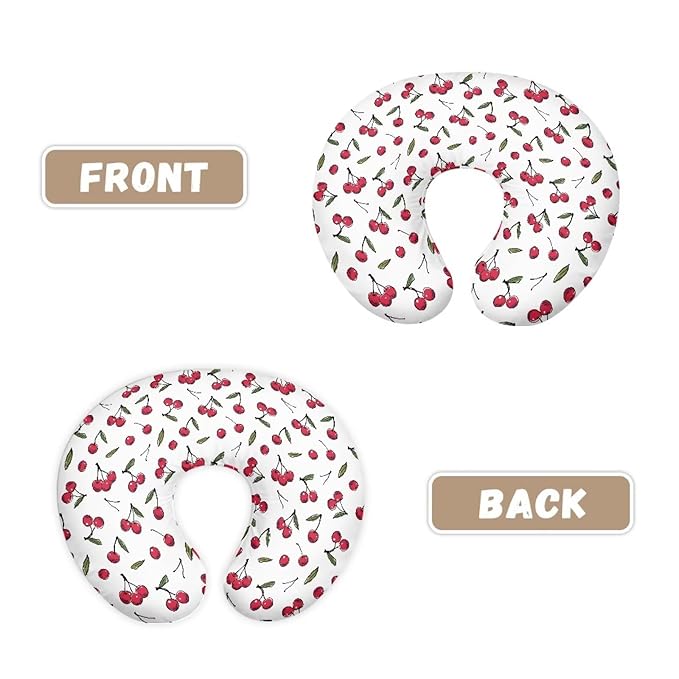 Cherry Nursing Pillow Cover for Baby Girl Boy Removable Breastfeeding Pillow Slipcover Safe and Snug for Baby Nursing Pillowcases for Moms Cock Nursing Covers Red