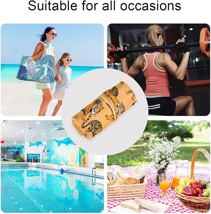 2 Pack Cute Tigers Cloth Diaper Wet Dry Bags,Waterproof Reusable Wet Bag with Two Zipper Pockets& Handle,Washable for Swimming,Travel,Beach,Pool or Wet Clothes