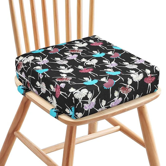Zicac High Chair Portable Increasing Seat Cushion for Travel Dining Seat Pad for Toddler Kids Baby Infant Washable Thick Chair Seat Pads (Black)