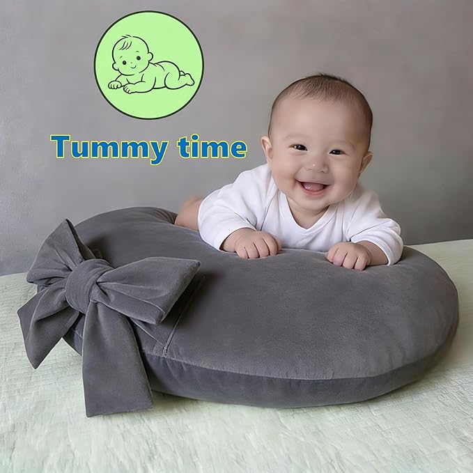 Nursing Pillow, U-Shaped Breastfeeding Support Cushion for Bottle & Breast Feeding (Gray)