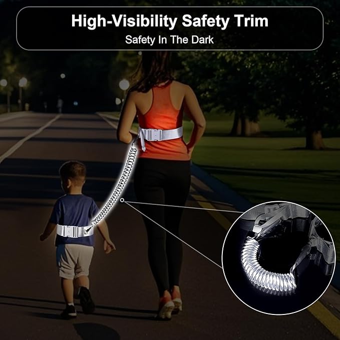 Accmor Toddler Waist Leash, Hands-Free Baby Safety Belt Anti Lost Waist Link with Lock, Reflective Kids Leash Child Secure Public Walking Tether for Boys Girls & ADHD/ASD Autistic Children