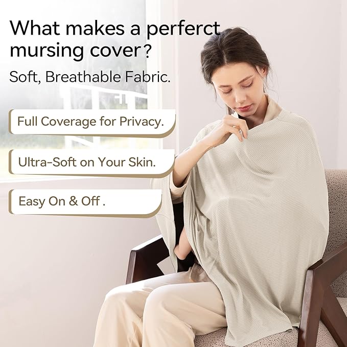 BubblePanda Rayon Made from Bamboo Nursing Cover for Baby Breastfeeding,360° Full Privacy Soft & Breathable Breastfeeding Covers Up for Women,Machine Washable Nursing Shawl,Stretchy Carseat Cover