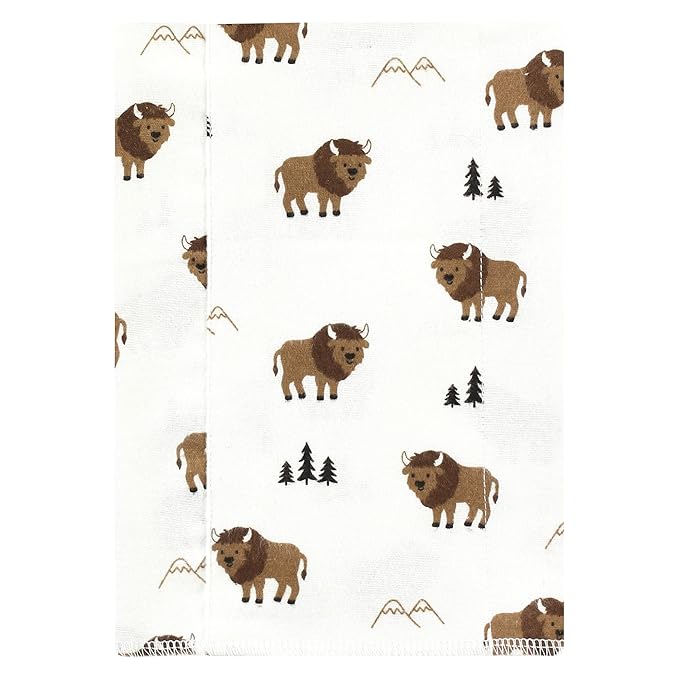 Hudson Baby Unisex Baby Cotton Flannel Burp Cloths, Wild Buffalo 7 Pack, One Size