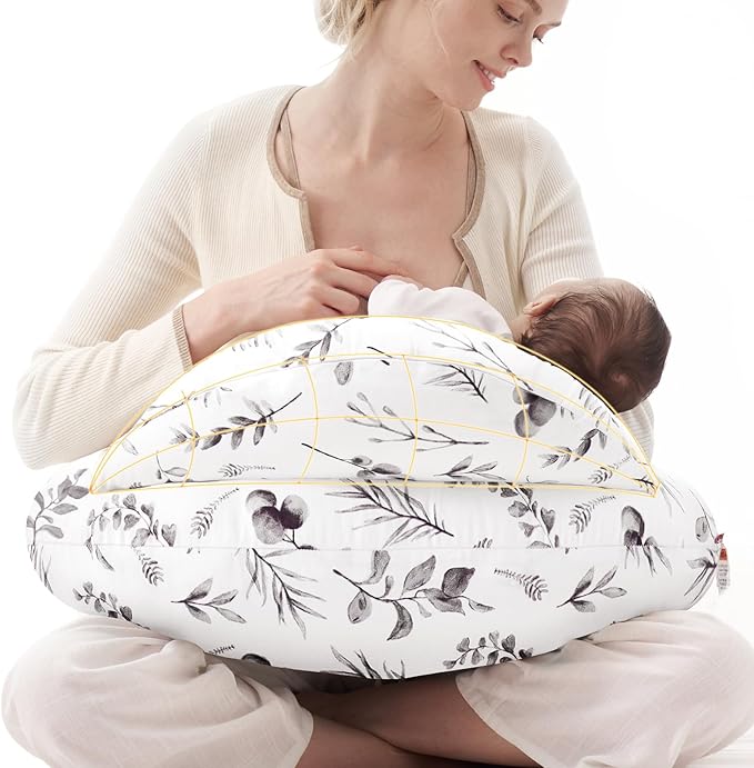 Momcozy Innovative Safety Guard Nursing Pillow for Breastfeeding- Wider Feeding Pillows for More Support for Mom & Baby- Easier Nursing & Hand Free- Fit for All, Removable Cotton Cover