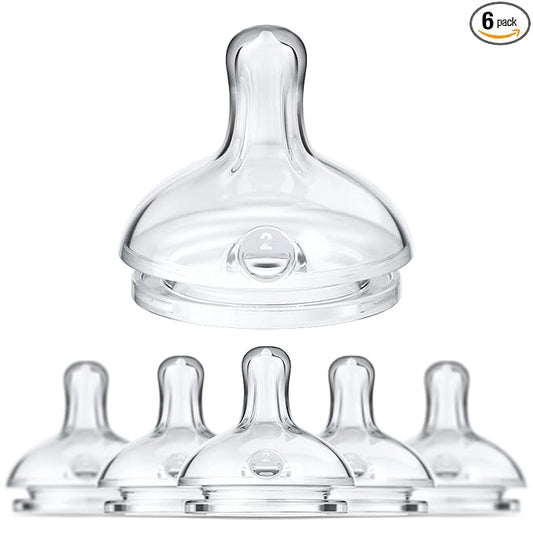Smilo Anti-Colic Bottle Nipple, Medium Flow 5M+, Stage 2 Suitable from 5 to 9 Months, Smooth Flow Anti-Colic (Pack of 6)