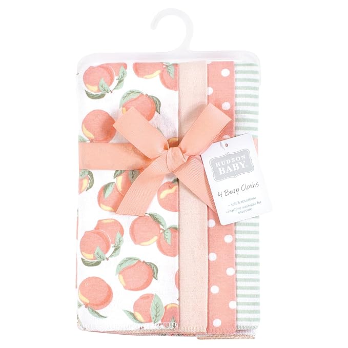 Hudson Baby Unisex Baby Cotton Flannel Burp Cloths, Sweet Peach, One Size