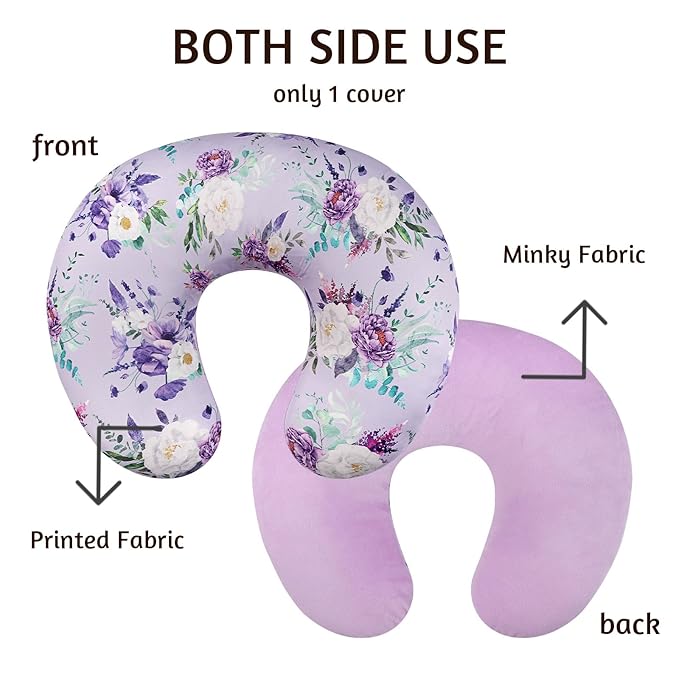 Nursing Pillow Cover 1 Pack, Removable Nursing Pillow Cover for Breastfeeding Pillows, Super Soft Comfortable Slipcover for Boy and Girls, Purple Floral