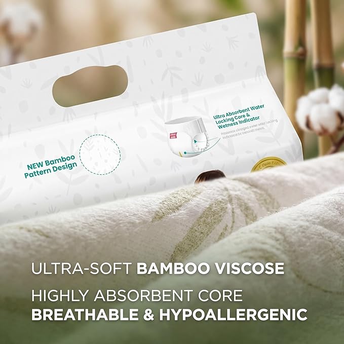 Little Toes Patented Natural Disposable Viscose Diapers ǀ Day and Overnight Diapers ǀ Sustainable ǀ Size 4 Large ǀ 36 Pack