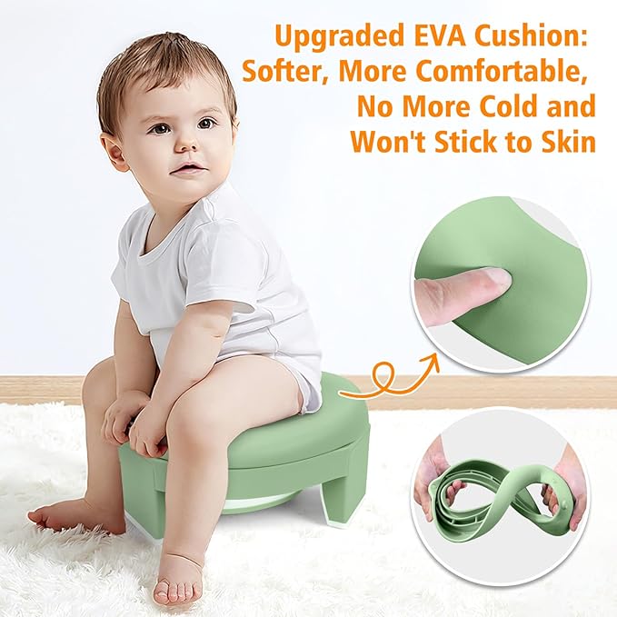 MCGMITT Portable Potty for Kids Travel - Foldable Training Toilet Chair for Toddler Girls with Storage Bags, Potty Training Toilet for Outdoor and Indoor Easy to Clean(Green)