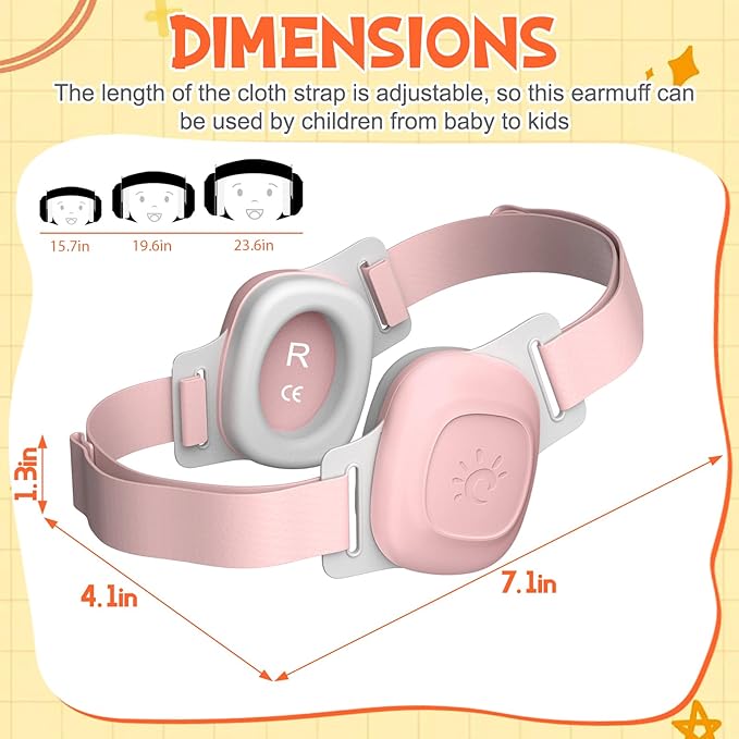 Baby Ear Muffs Noise Protection – Infant Headphones Noise 25dB Cancelling for Airplanes, Travel & Fireworks Toddler Hearing Protection 0-60 Months Baby Earphones | Soft & Adjustable Newborn Earmuffs