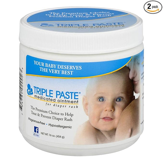 Triple Paste Medicated Ointment for Diaper Rash - 16 oz, Pack of 2