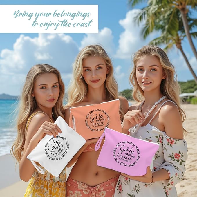 Fokongna 3PCS Girls Trip Gifts Wet Bag Wet Dry Bag Beach Bag Favors for Swimsuit Toiletry Bag Travel Essentials For Women, Beach Travel Gym Wet Dry Bag for Swimsuit Dirty Diaper Bag Gifts