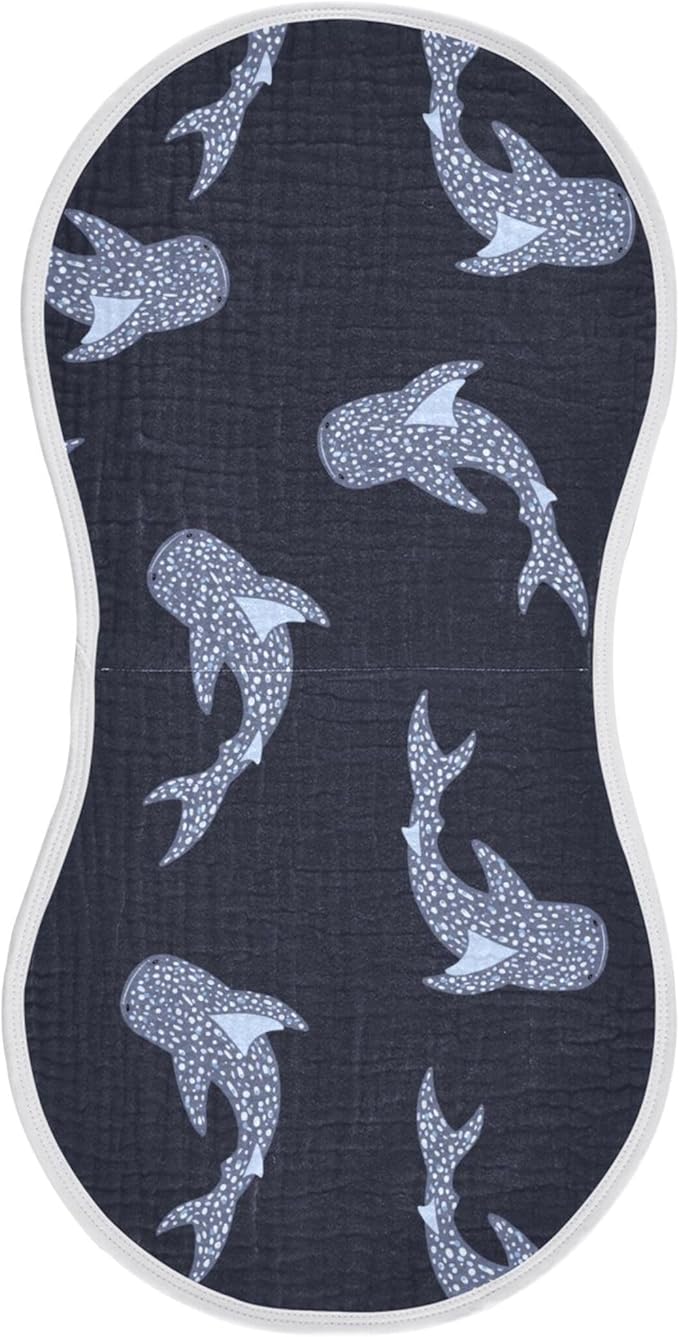 Sea Whale Sharks Burp Cloths Baby Boys Girls Absorbent Soft Cotton Burping Cloths Rags 1 Pack