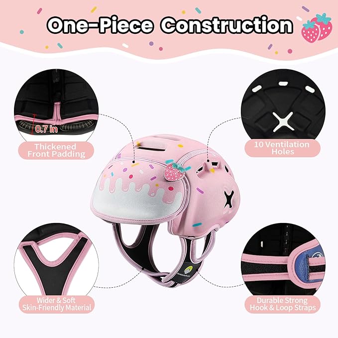 Mambobaby Baby Head Protector Helmet for Crawling and Walking, Breathable Soft Helmet, Ultra-Lightweight & Adjustable, Prevents Bumps Safety Helmet for Infants Toddlers 6-24 Months (Berry Sweetie)