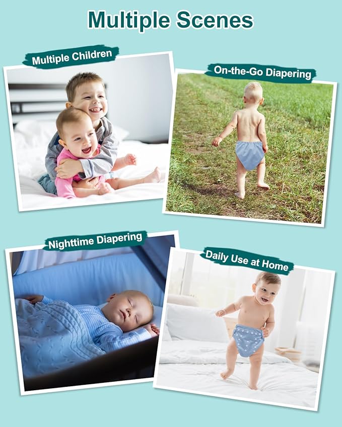 babygoal Cloth Diapers Pack of 13, Baby Reusable Washable Pocket Nappy, 6pcs Diapers+6pcs Rayon from Bamboo Inserts+Wet Bag