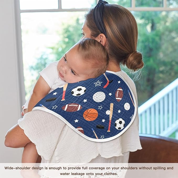 vvfelixl Team Sports Burp Cloths for Baby Boy Girls Baby Washcloths Burp Rags 1 Pack