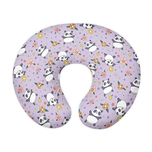 Cute Panda Flower Print Nursing Pillow Cover for Baby Girls Boys U Shaped Nursing Pillow Case Soft Nursing Covers for Breastfeeding Pillows Fits On Standard Infant Nursing Pillows