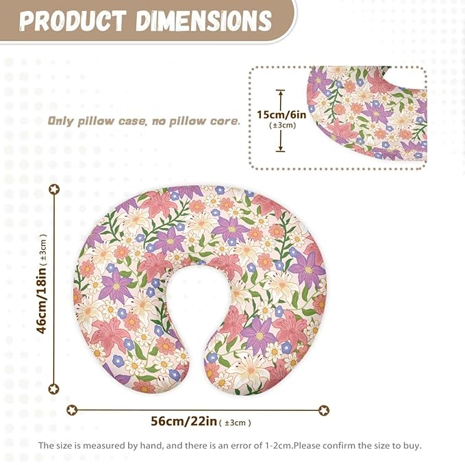 Nursing Pillow Cover Slipcover for Breastfeeding Pillows Color Flower Leaf Fits On Standard Infant Nursing Pillows Soft Fabric Fits Snug On Infant