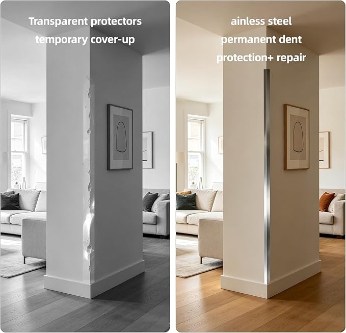 Premium Stainless Steel Corner Guards – 2"x2"x48" (10-Pack) Heavy Duty Metal Corner Protector for Walls, 90-Degree L-Shape Wall Corner Protector with Rounded Safety Edges for Home, Office & Hospital
