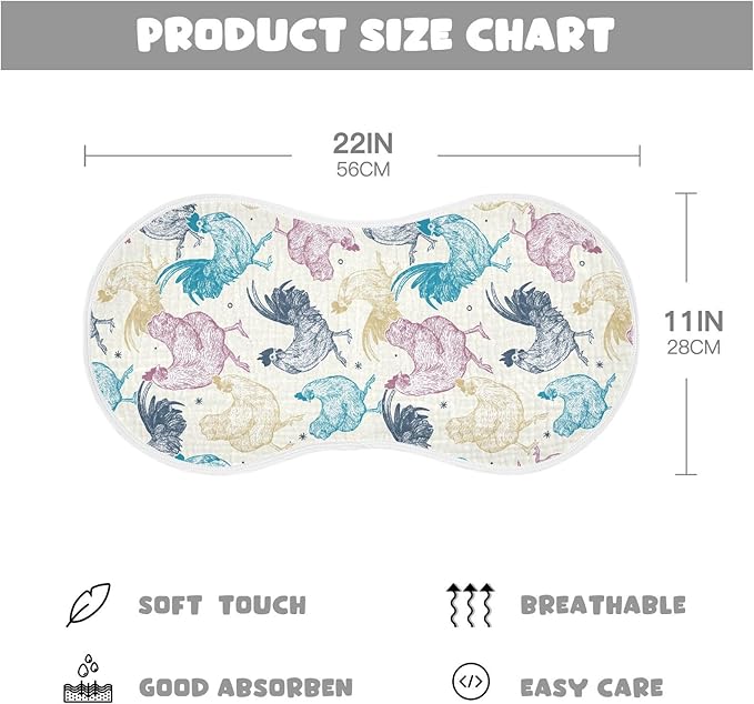 vvfelixl Muslin Burp Cloths Chicken Collection Baby Washcloths for Baby Girl Boys 2 Pack Beige