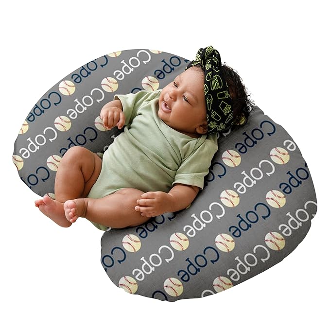 Dyoart Baby Nursing Pillow Cover, Custom Breastfeeding Bottle Pillow Slipcover, Personalized Gift for Infant Boys Girls, Ultra Soft Comfortable,Baseball(one Size)