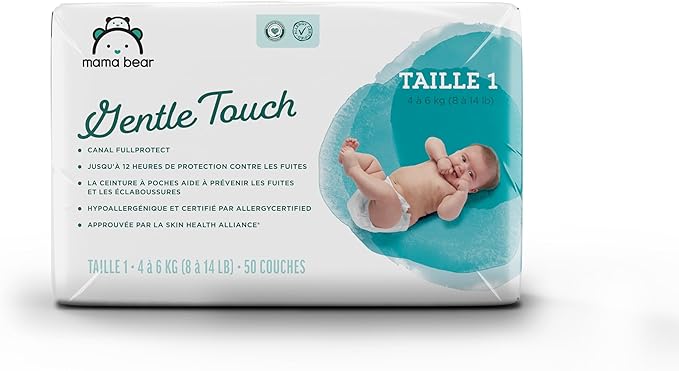 Amazon Brand - Mama Bear Gentle Touch Diapers, Hypoallergenic, Leakage Protection, Size 1, 50 Count
