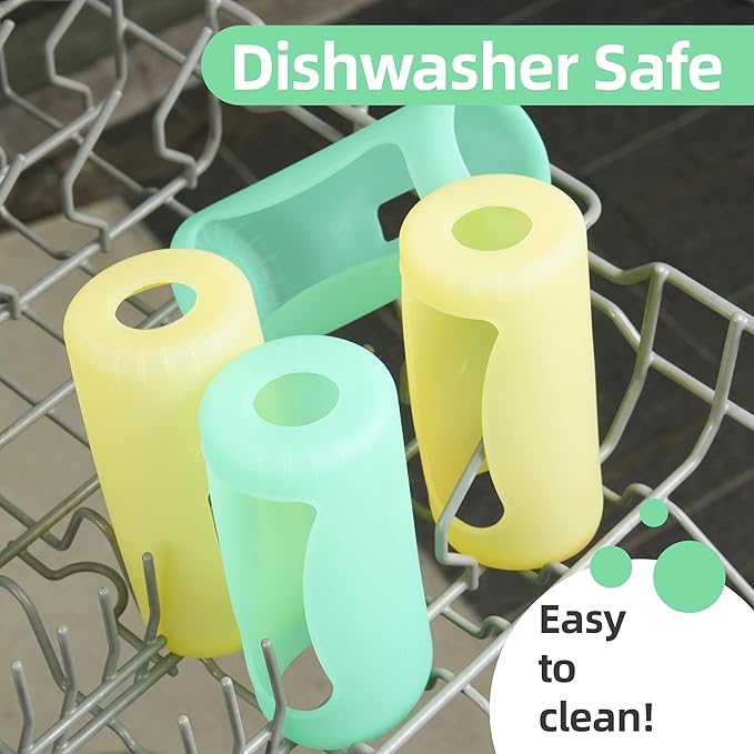 2PCS Silicone Baby Bottle Sleeves for Dr. Brown Bottles 4 oz, Silicone Bottle Covers Replacement for Dr. Brown Glass Bottles, Narrow Sleeve with a Cutout, Dishwasher Freezer Microwave Safe