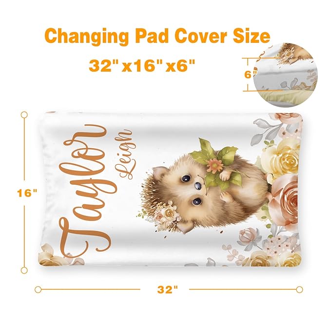 Custom Changing Pad Cover Set - Jersey Knit Comfy CozyUltra Soft Unisex Diaper Changing Table Covers with Personalized Name for Baby Boys Girls - Waterproof Ultra Soft 4 Pcs Set Style06