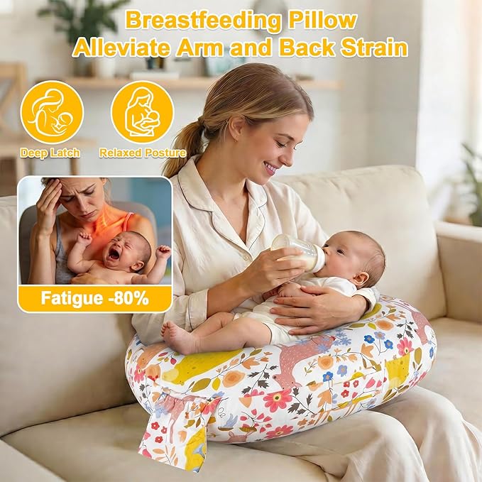 x-vesolje Plus Size Nursing Pillow Wider Support, Breastfeeding Pillow with Adjustable Strap Fit All Body Type, Ergonomic Breast Feeding Pillow, Baby Feeding Pillow for Mom- Max Size (Jungle)