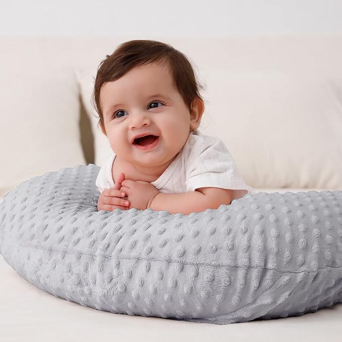 Nursing Pillow Cover, Breastfeeding Pillow Slipcover Snugly Fits for Nursing Pillow for Baby Boys and Girls, Premium Quality Microfiber, Ultra Soft Comfortable (Gray)