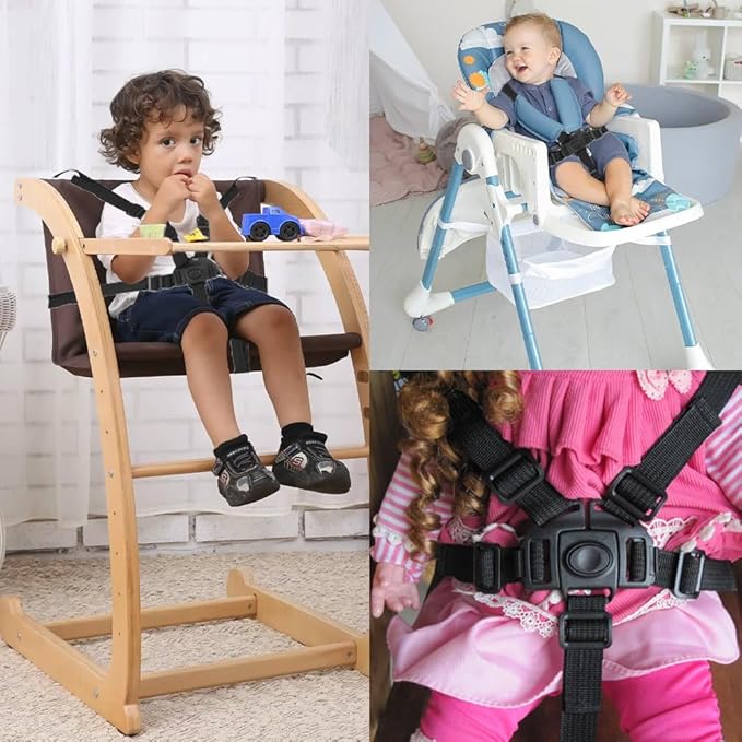 Stroller Seat Harness, Universal Baby Car Seat Belts 5 Point Travel Baby Pushchair Strap for Kids Wagon Car Children Infant Toddler Rotating Protection(New A)