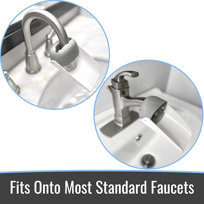HealthSmart Easy Reach Bathroom Sink Faucet Extender for Toddlers 2-Pack, Adjustable Universal Fit,Tool-Free Installation, Flexible Design, Fits Most Faucets, Empowers Kids