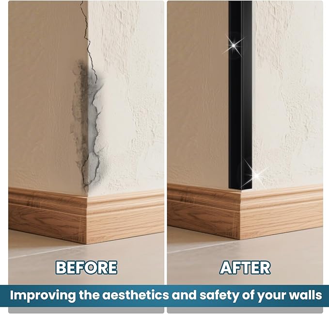 8Pcs 48" Black Metal Corner Protector, L-Molding Corner Guards for Walls, Cabinets, Baseboards, Furniture Decorative Trim, Size 48" x 1" (Pack of 8)
