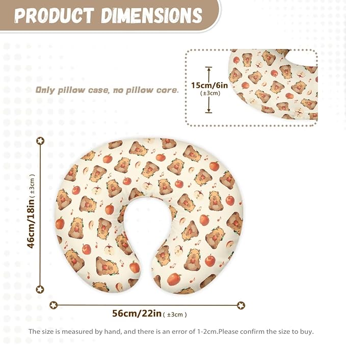 Fruit and Music Capybara Breastfeeding Pillow Cover Slipcover for Breastfeeding Pillows, Soft and Stretchy Safely Breastfeeding Pillow Cover Baby Essentials
