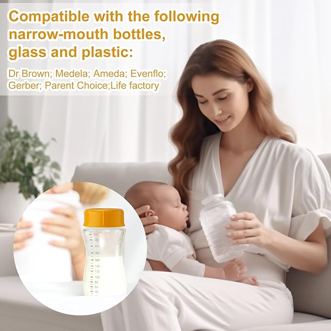 10pcs Narrow Baby Bottle Caps for Dr Brown & Medela Bottles, BPA Free Travel and Storage Baby Bottle Lids Replacement Parts with Sealing Gasket for Ameda Baby Bottles Accessory (Orange)