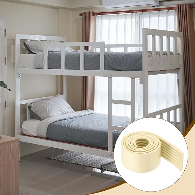 uxcell Bunk Bed Ladder Pad, 6.5ft NBR Self-Adhesive Corner Edge Protector Soft Furniture Corner Guard for Ladder Table Desk Edge, Beige