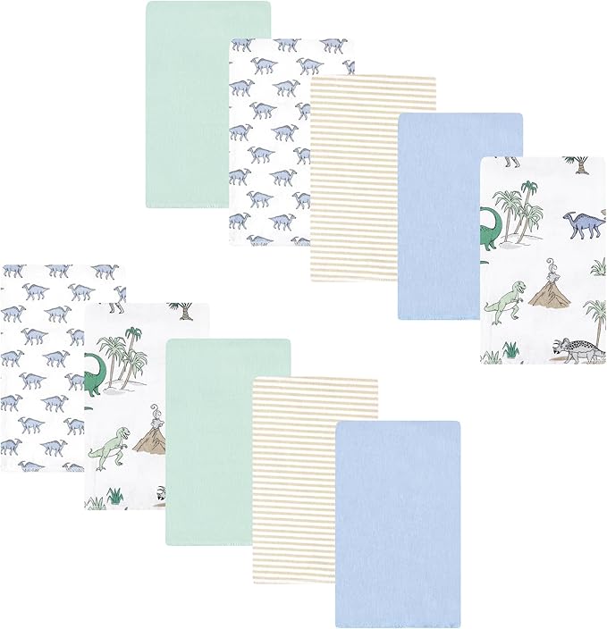 Luvable Friends Hudson Baby Flannel Burp Cloths 10pk, Pastel Dino