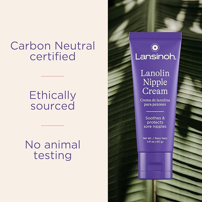 Lansinoh Nipple Cream Safe for Breastfeeding Baby, 100% Natural Nipple Butter, Breastfeeding Essentials for Postpartum Moms, 1.41 Ounces (2 Pack)