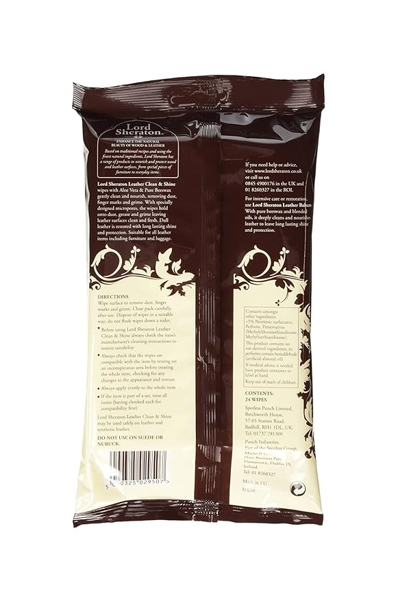 Lord Sheraton Leather Clean and Shine Eco Wipes - 24 in a pack - Two Packs (48 wipes)