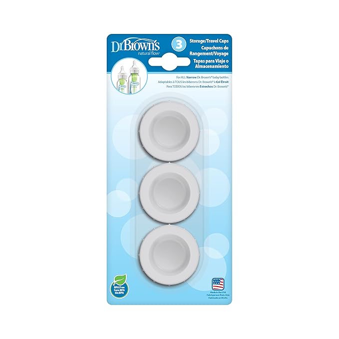 Dr. Brown's Anti-Colic Options+ Narrow Baby Bottles, 8 oz, 4 Pack with Slow Flow Nipple 0m+ and Travel Caps, Narrow 3 Pack