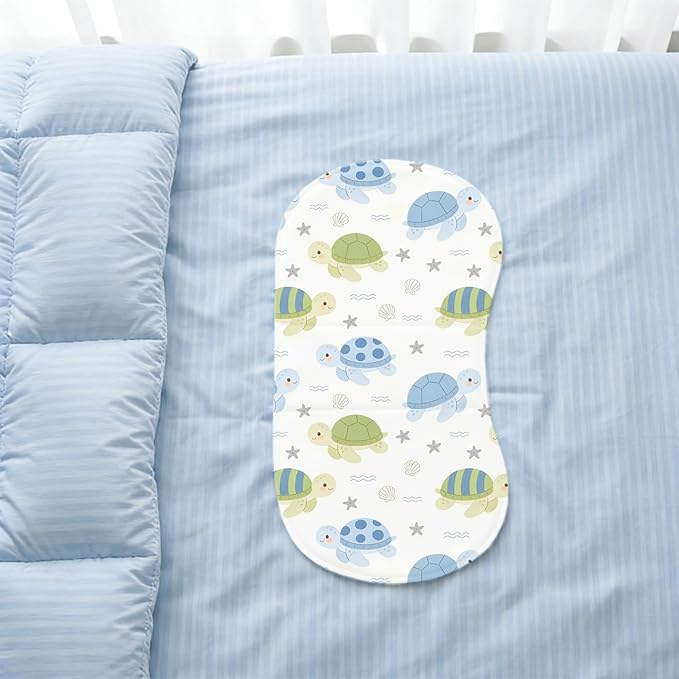 4 Pack Baby Burp Cloths for Boys Girls, Soft Cotton, Ocean Sea Turtle Theme Design, Super Absorbent Baby Burping Cloths for Newborns, Machine Washable and Reusable Baby Spit-Up Cloths