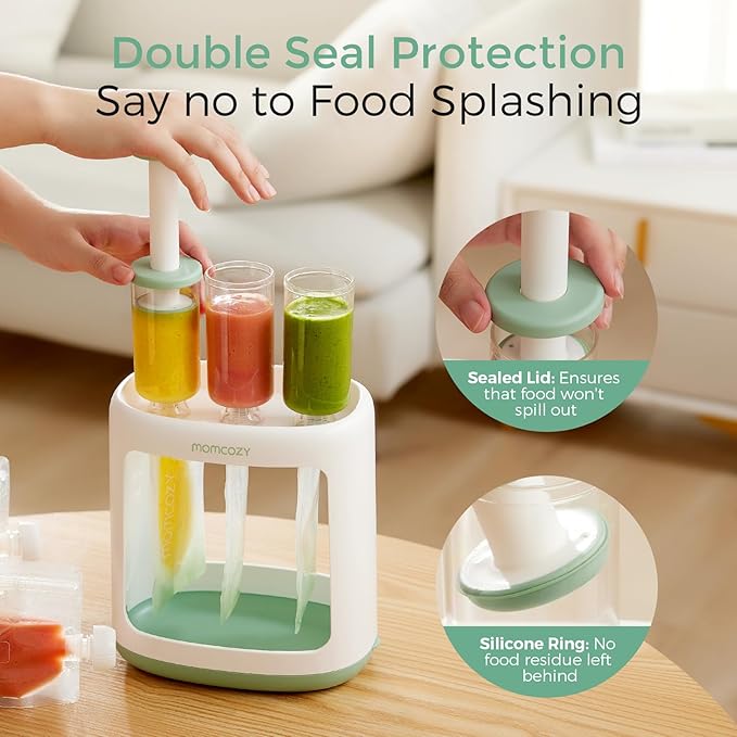 Momcozy Baby Food Maker Essentials Series, Includes the Squeeze Station, Pouch Holder No Squeeze for Easy, Mess-Free Meal Prep