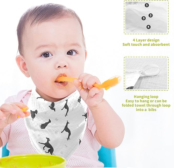 vvfelixl Baby Cotton Washcloths Whippet Dog Infants Bath Towel for Unisex Puppy Face Towels for Newborn, Natural Baby Wipes Delicate Skin, 11.8 X 11.8 inch, one sizex3