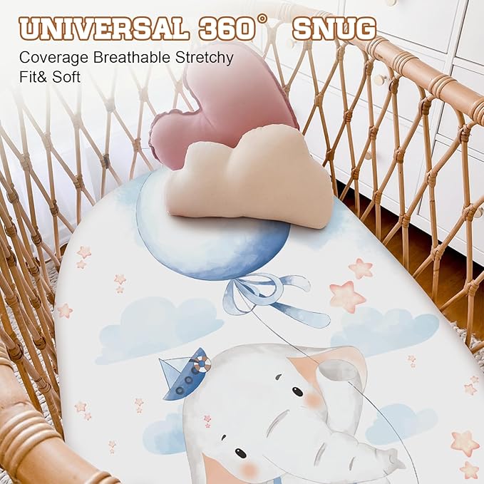 Personalized Baby Changing Pad Cover - 2 Piece Blue Elephant Baby Pee Pad Nursery Bedding with Name, Portable Diaper Changing Pad, Gifts for Infant