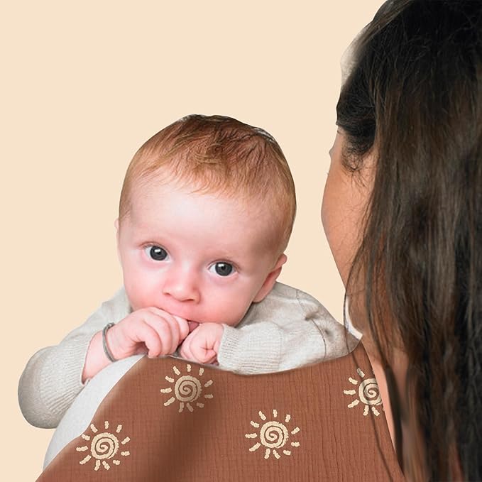 Nursing Cover for Mom Breastfeeding, Baby Privacy Nursing Covers Up Breathable Cotton with Ajustable Hoop for Mother (Brown)