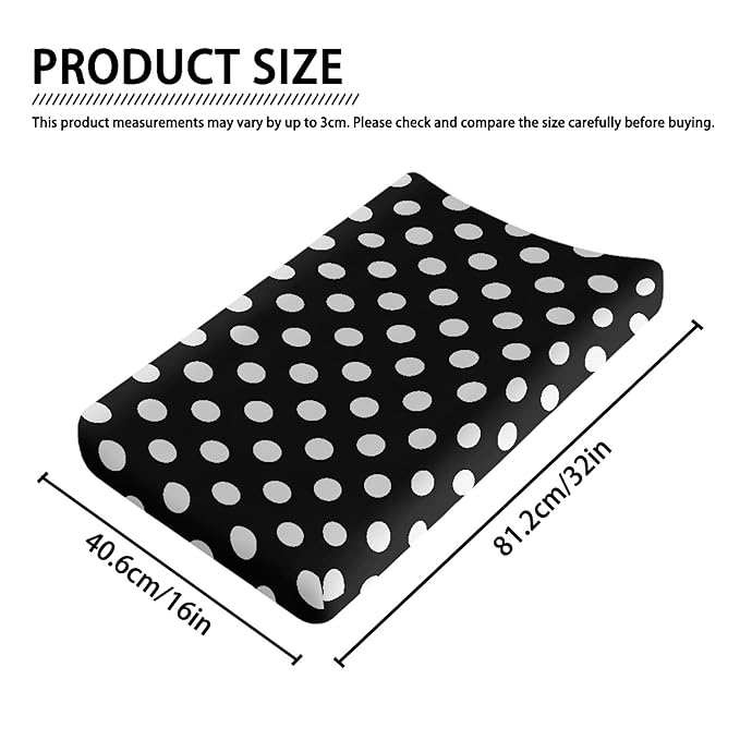 Black and White Dots Changing Pad Cover for Baby Girls Boys Cartoon Breathable Diaper Change Table Sheet Soft Stretchy Cute Change Table Mat Cover Fit 32x16