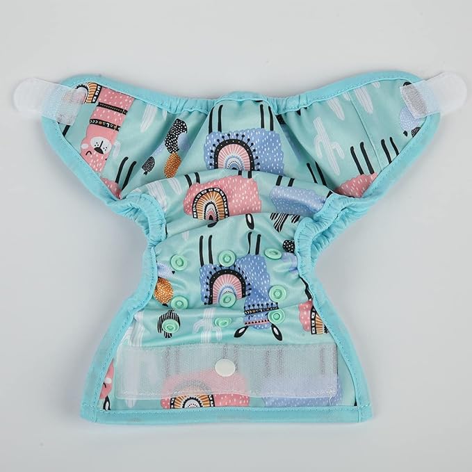 Newborn Diaper Cover with Snap and Loop - Blue Alpaca - Size 1