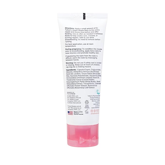 Dr. Talbot's Mom Vegan Nipple Balm for Breastfeeding Mothers - 2 oz - Lanolin-Free, Plant-Based Nipple Cream - Made with Calendula, Jojoba Oil, Shea & Cocoa Butter - Soothing Care for Nursing Moms