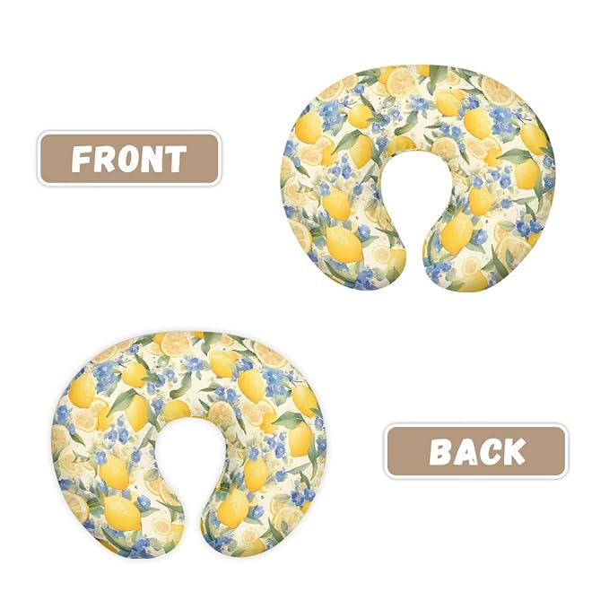 Yellow Lemon Nursing Pillow Cover Stretchy Fit Blue Flower Forget-Me-Not Nursing Pillow Slipcovers for Breastfeeding Moms Nursing Support Pillow Cover Only